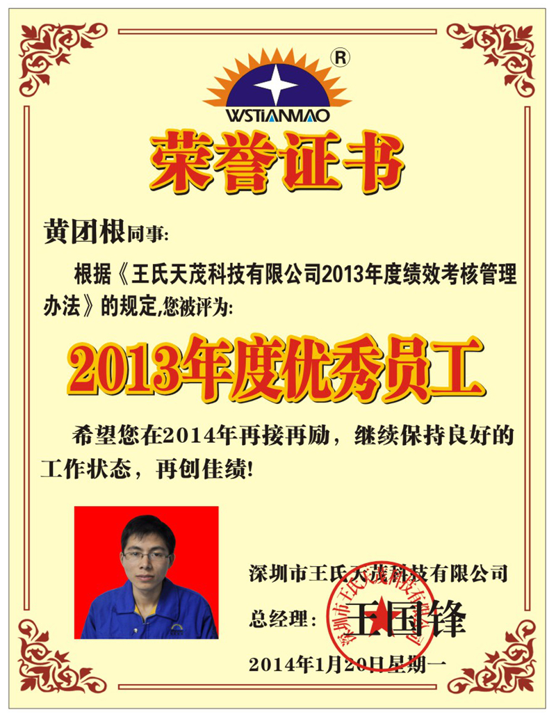 王氏天茂2013年度员工